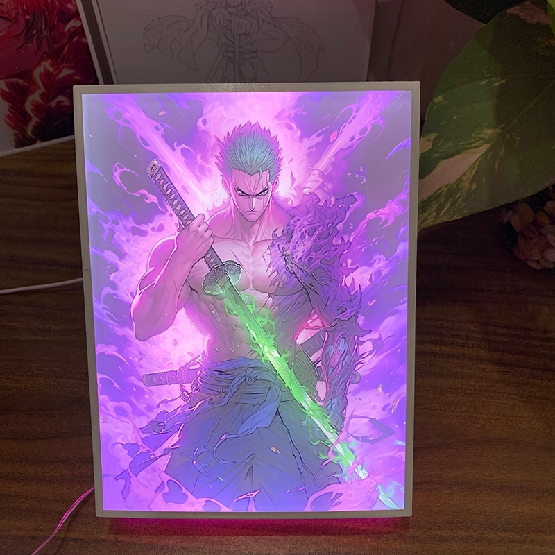 Tranh đèn led 3D đổi màu Zoro - Tranh đèn led 3D trang trí bàn làm việc, đèn ngủ