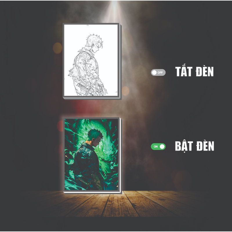 Tranh đèn led 3D đổi màu Zoro - Tranh đèn led 3D trang trí bàn làm việc, đèn ngủ