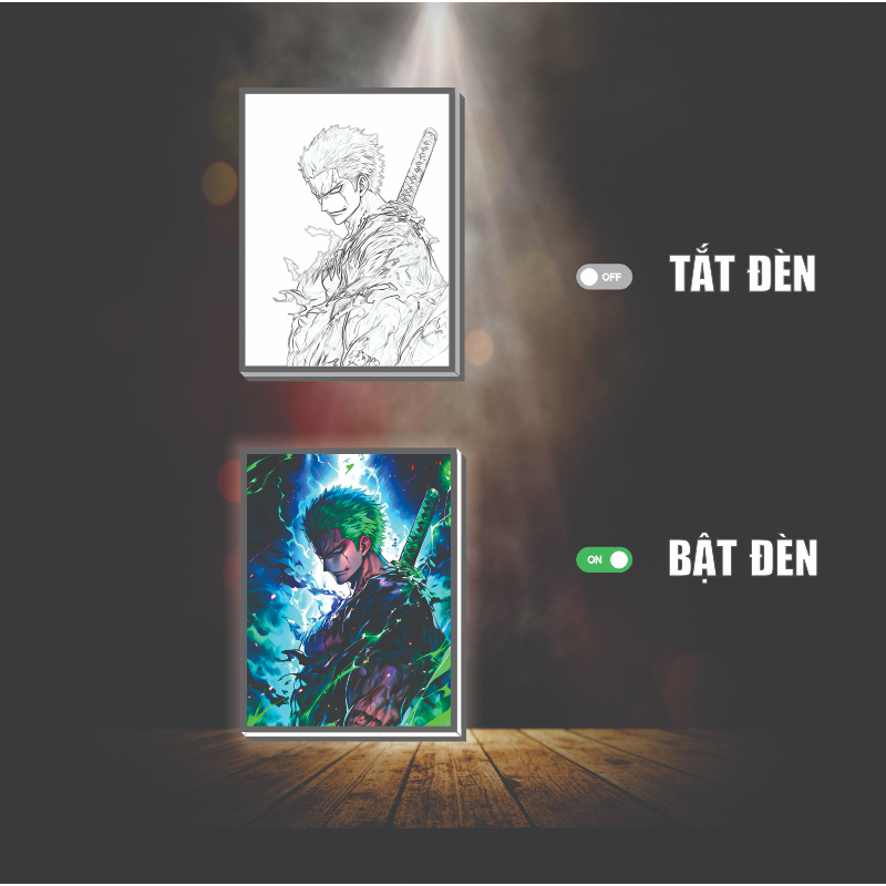 Tranh đèn led 3D đổi màu Zoro - Tranh đèn led 3D trang trí bàn làm việc, đèn ngủ