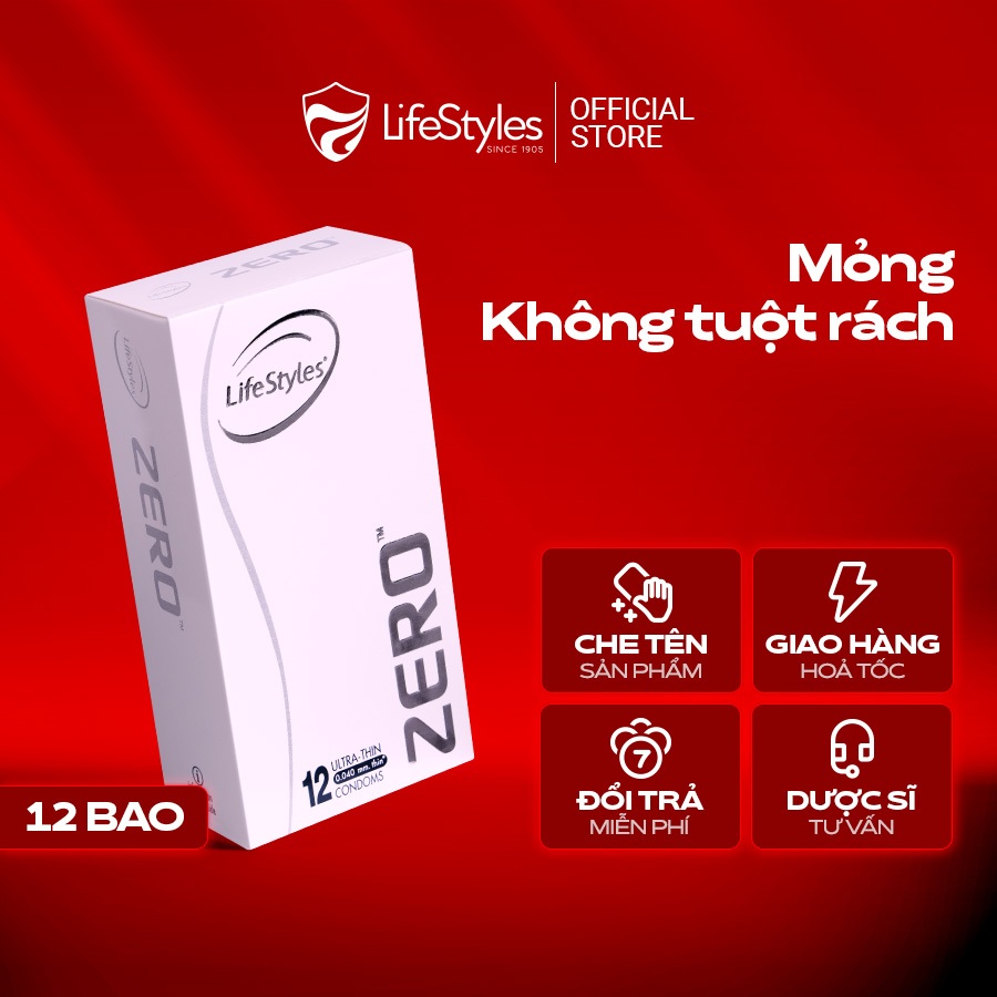 Ảnh Bao cao su  Lifestyles Zero Ultra Thin siêu mỏng, nhiều gel bôi trơn hộp 3 bcs/12 bcs 2