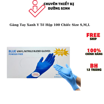 Hộp 100 Chiếc Găng Tay Y Tế Xanh Dùng Cho Y Tế Chăm Sóc Da Spa Chất Liệu Nitri Gang Tay Xanh S M L