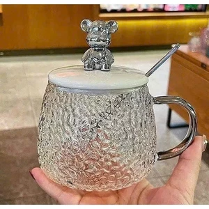 Cốc Thủy Tinh Nắp Gấu - Ly Thủy Tinh Uống Trà, Uống Cà Phê