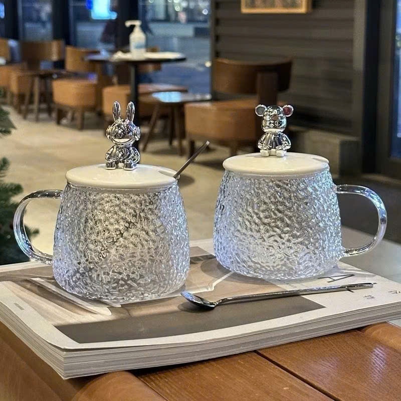 Cốc Thủy Tinh Nắp Gấu - Ly Thủy Tinh Uống Trà, Uống Cà Phê