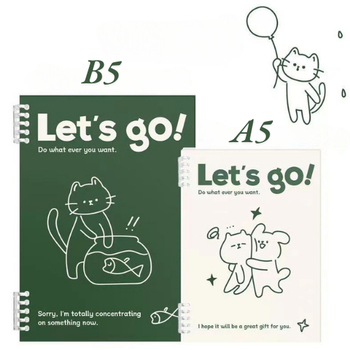 Vở Còng, Sổ Còng B5 A5 Chữ Lets Go MESO - Sổ Còng Tháo Được Giấy, Không Đau Tay, Sổ Klong Thiết Kế Khuyết Còng