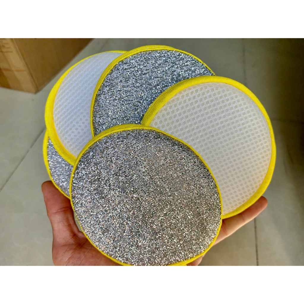 Miếng Rửa Chén Tròn 3 Lớp - Miếng Rửa Chén Bát, Chà Xoong Nồi Đa Năng