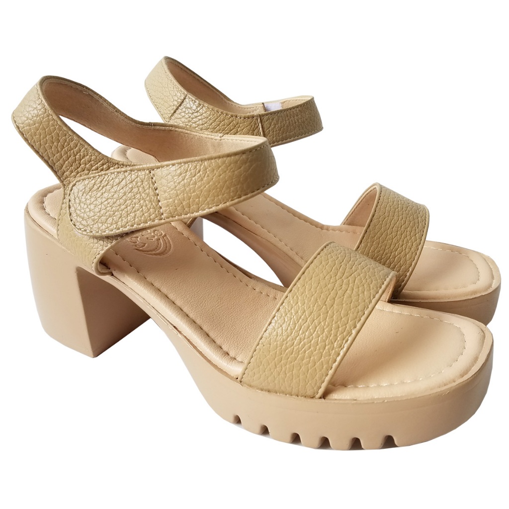 Giày sandal cao gót nữ da bò thật BIGGBEN cao 8 phân HKD910