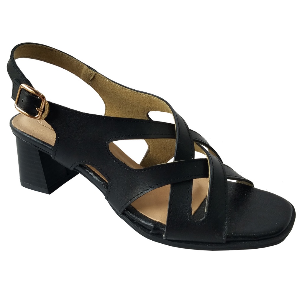 Giày sandal cao gót nữ da bò thật BIGGBEN cao 5 phân HKD911
