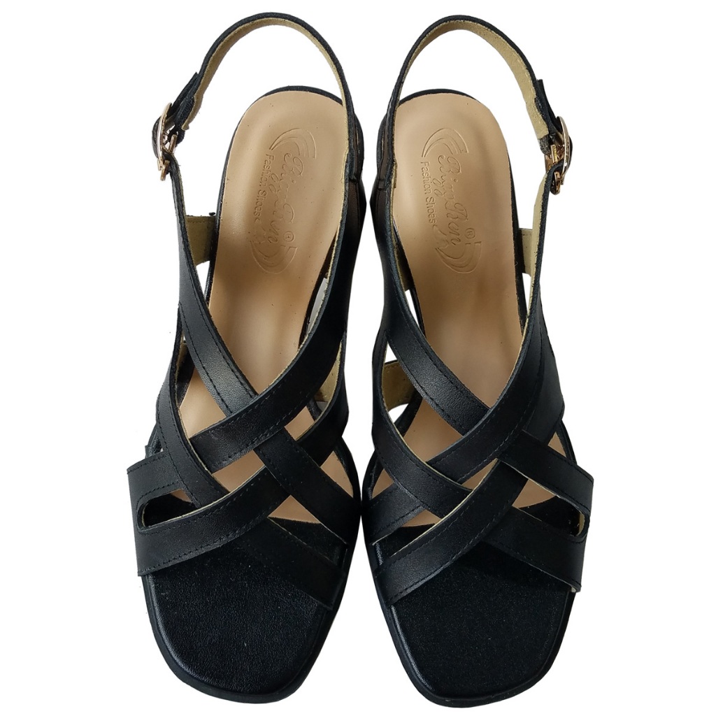 Giày sandal cao gót nữ da bò thật BIGGBEN cao 5 phân HKD911
