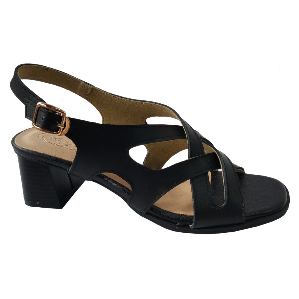 Giày sandal cao gót nữ da bò thật BIGGBEN cao 5 phân HKD911