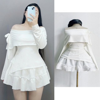 Áo Trễ Vai Bigsize Nữ (K KÈM VÁY), Áo Thun Tay Dài Nơ Buộc Tiểu Thư Dáng Vừa Chất Tăm Mềm Mịn G257