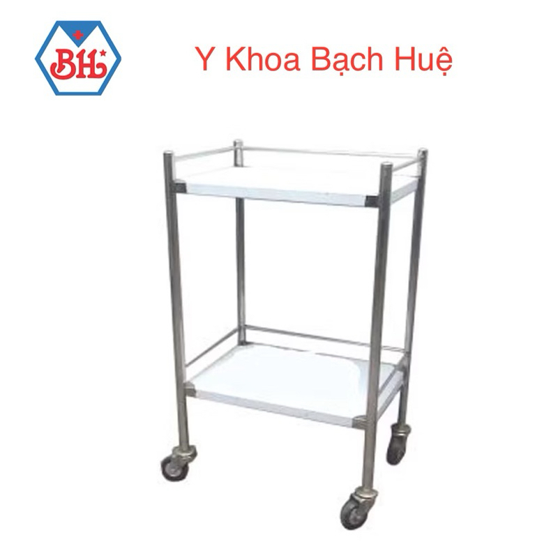 Xe đẩy dụng cụ 2 tầng inox 201