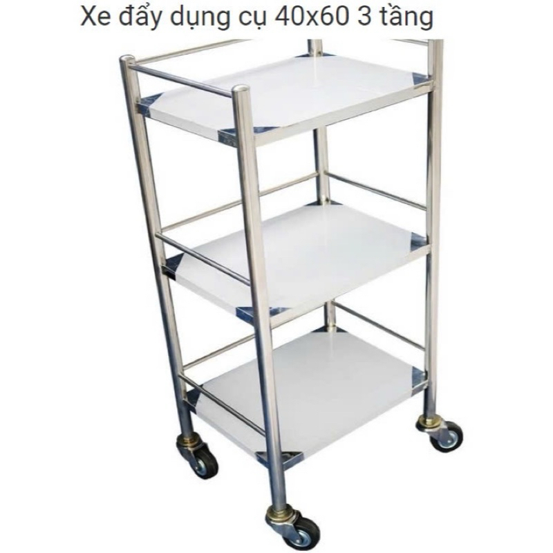 Xe đẩy dụng cụ 3 tầng inox 201