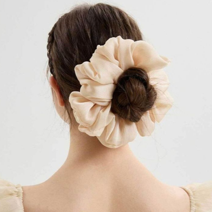 Scrunchies size lớn vải lụa Pastelish16cm Form To Phồng Women Nữ Buộc Tóc