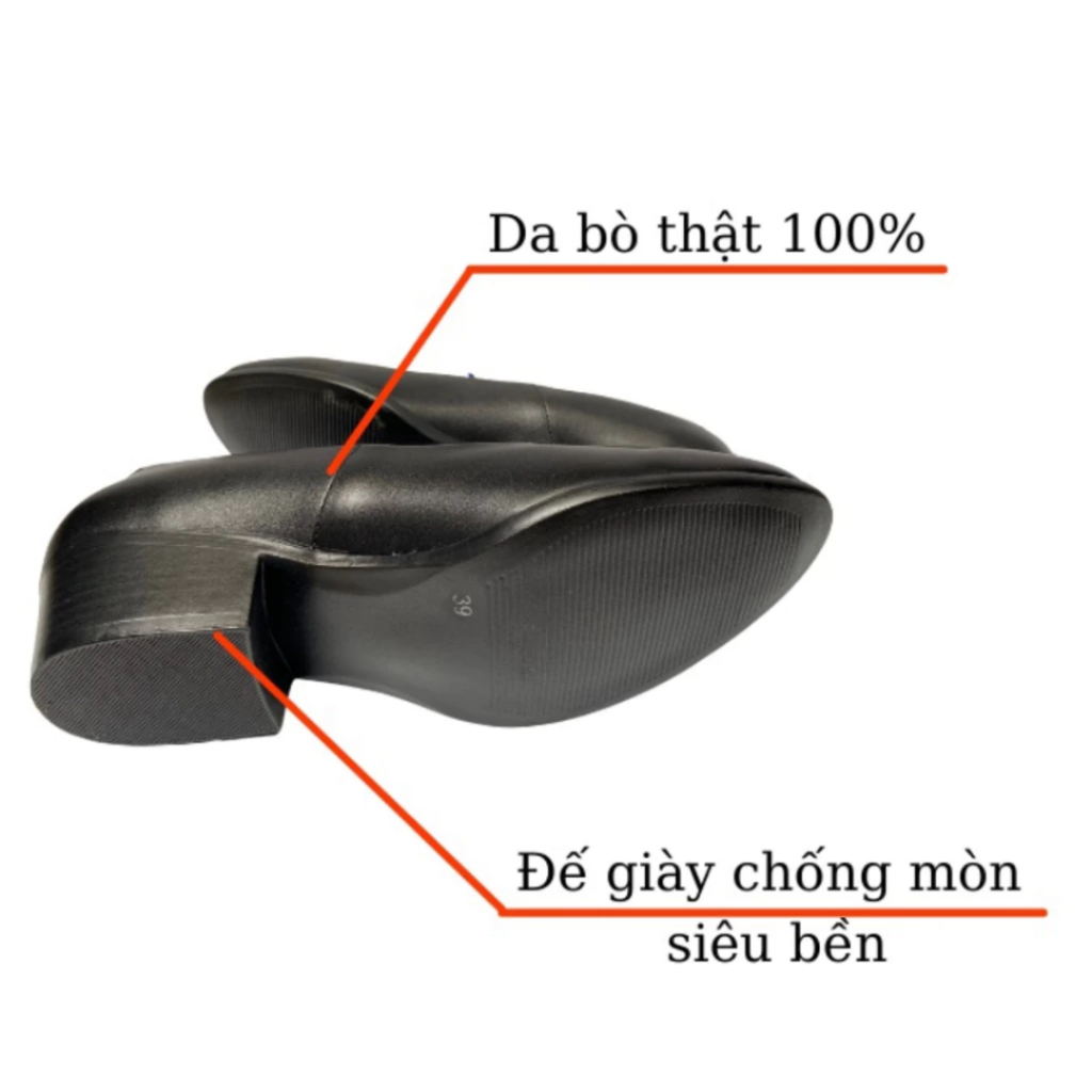 Giày Công Sở Nữ Làm Từ Chất Liệu Da Mềm Mại, Đế Cao 4cm Bền Nhẹ Nhàng, BH 12 Tháng Màu Đen - 933A