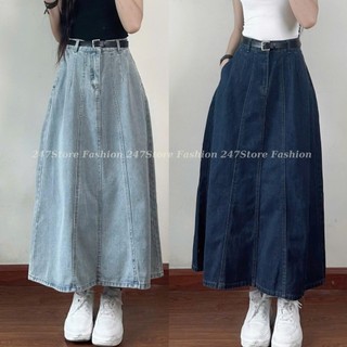 Chân váy jean bò ly xanh nhạt xanh đậm tôn dáng cho nữ