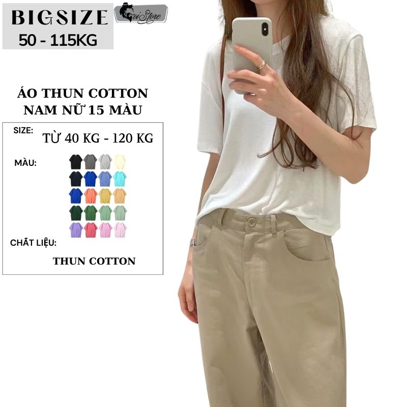 40-120KG Áo Thun Nam Nữ BIGSIZE Cotton Trơn Tay Ngắn Sói-Wolf Thời Trang - MÃ 12