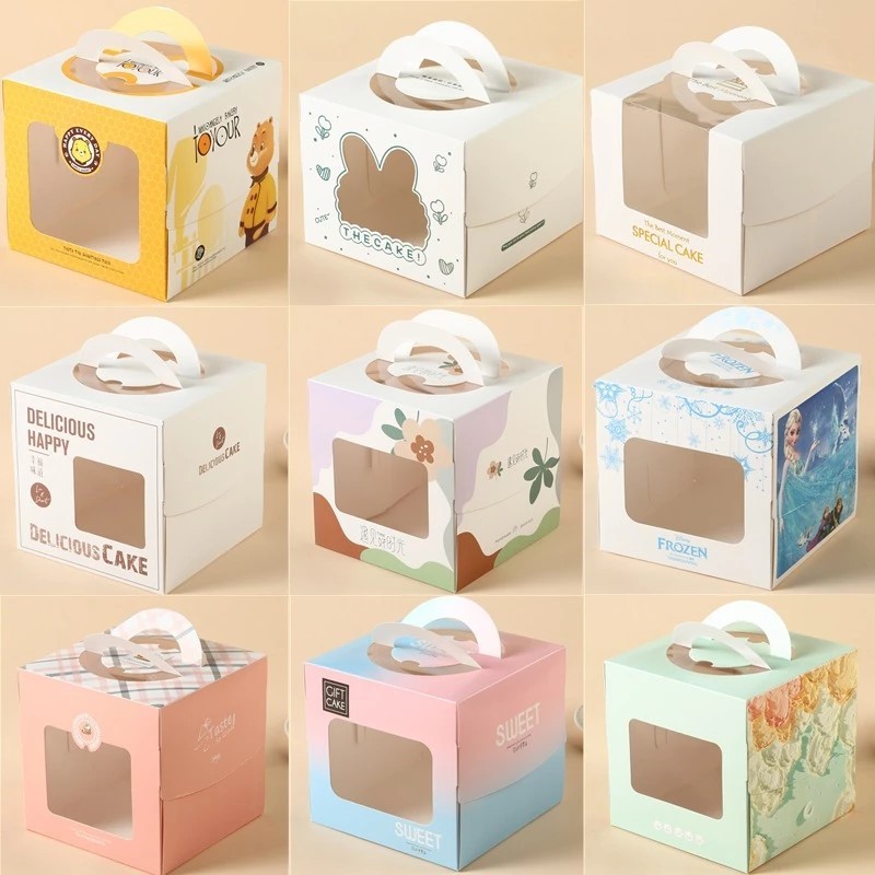 [RẺ VÔ ĐỊCH] Hộp Bánh Kem, Hộp Giấy Đựng Bánh Bánh Sinh Nhật, Gato, Bento Kèm Đế [size 16x16x15 cm]