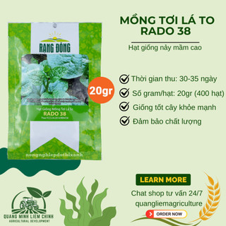 Hạt giống Mồng Tơi Lá To Rado 38 (20gram~400 hạt) cao sản, dễ trồng, dễ chăm, sinh trưởng khỏe