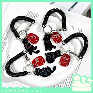 Dây Lò Xo Co Dãn Trang Trí Acrylic Đôi Mèo Đen Black Cat Sử Dụng Trang Trí Balo, Túi Xách, Bao Thẻ
