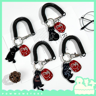 Dây Lò Xo Co Dãn Trang Trí Acrylic Đôi Mèo Đen Black Cat Sử Dụng Trang Trí Balo, Túi Xách, Bao Thẻ