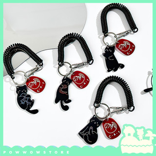 Dây Lò Xo Co Dãn Trang Trí Acrylic Đôi Mèo Đen Black Cat Sử Dụng Trang Trí Balo, Túi Xách, Bao Thẻ