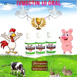 Thuốc thú y phòng trị nội ngoại ký sinh trùng IVMECTIN Vb pharma trên gia súc gia cầm:ve ghẻ giun