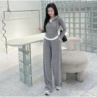 set bộ len lông thỏ 40-75kg có mũ tay dài phối viền trắng sang chảnh