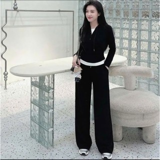 set bộ len lông thỏ 40-75kg có mũ tay dài phối viền trắng sang chảnh
