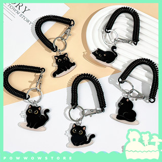 Dây Lò Xo Co Dãn Đính Kèm Hoạ Tiết Mèo Đen Black Cat Acrylic - Phụ Kiện Trang Trí Bao Thẻ, Balo, Túi Xách