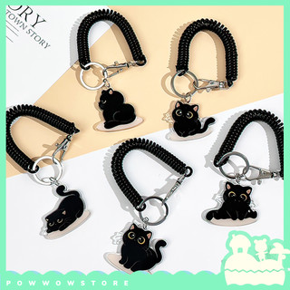 Dây Lò Xo Co Dãn Đính Kèm Hoạ Tiết Mèo Đen Black Cat Acrylic - Phụ Kiện Trang Trí Bao Thẻ, Balo, Túi Xách