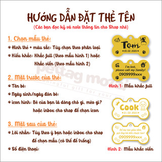 [Nhắn tin thông tin khắc thẻ]Thẻ tên chó mèo chất liệu inox khắc theo yêu cầu - Pettag Mozzi