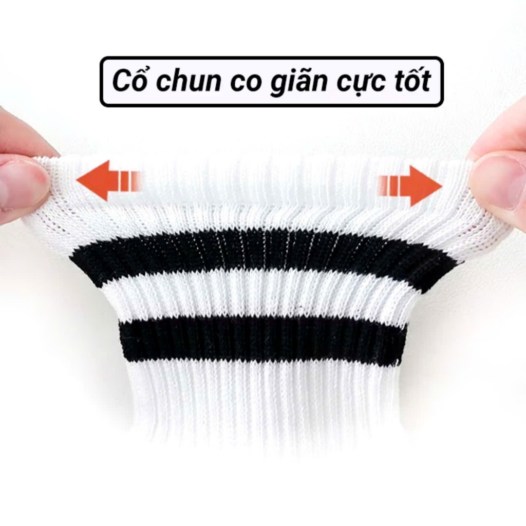 Sét 10 đôi tất kẻ sọc cho bé, Tất đen trắng ghi chất cotton cho bé 2-15 tuổi