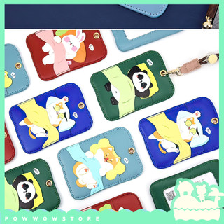 Bao Đựng Thẻ Da Pu Hoạ Tiết Animal Sleeping Ngủ Đáng Yêu Cute Kèm Dây Đeo 47cm Hai Ngăn Tiện Lợi