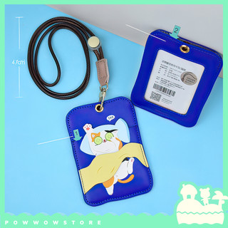 Bao Đựng Thẻ Da Pu Hoạ Tiết Animal Sleeping Ngủ Đáng Yêu Cute Kèm Dây Đeo 47cm Hai Ngăn Tiện Lợi