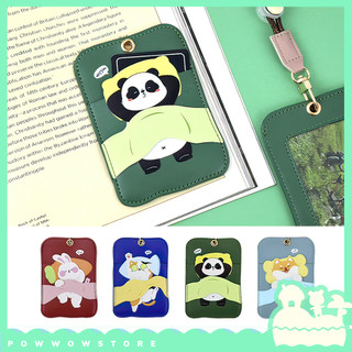 Bao Đựng Thẻ Da Pu Hoạ Tiết Animal Sleeping Ngủ Đáng Yêu Cute Kèm Dây Đeo 47cm Hai Ngăn Tiện Lợi