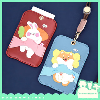 Bao Đựng Thẻ Da Pu Hoạ Tiết Animal Sleeping Ngủ Đáng Yêu Cute Kèm Dây Đeo 47cm Hai Ngăn Tiện Lợi