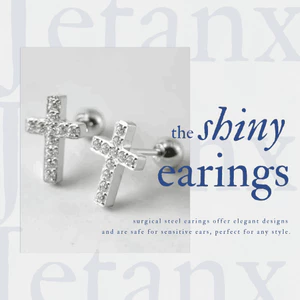 Khuyên Tai Thập Giá CROSS CRYSTAL JetanX (1 chiếc)