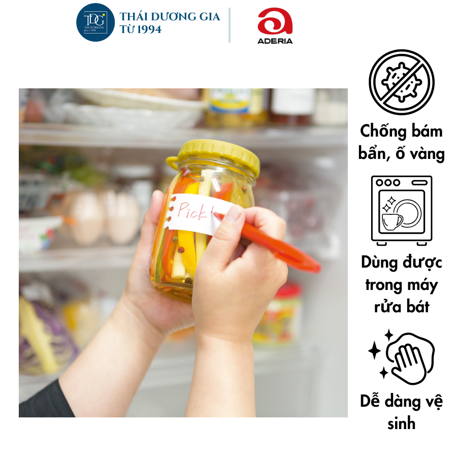 Lọ, hũ thủy tinh eCap 900ml nắp silicon dễ mở màu cam Nhật Bản Aderia – 1667 | Thái Dương Gia