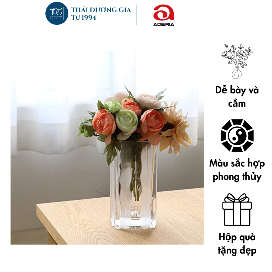 Lọ hoa chữ nhật vân trắng đục 17,2cm Nhật Bản Aderia 8526