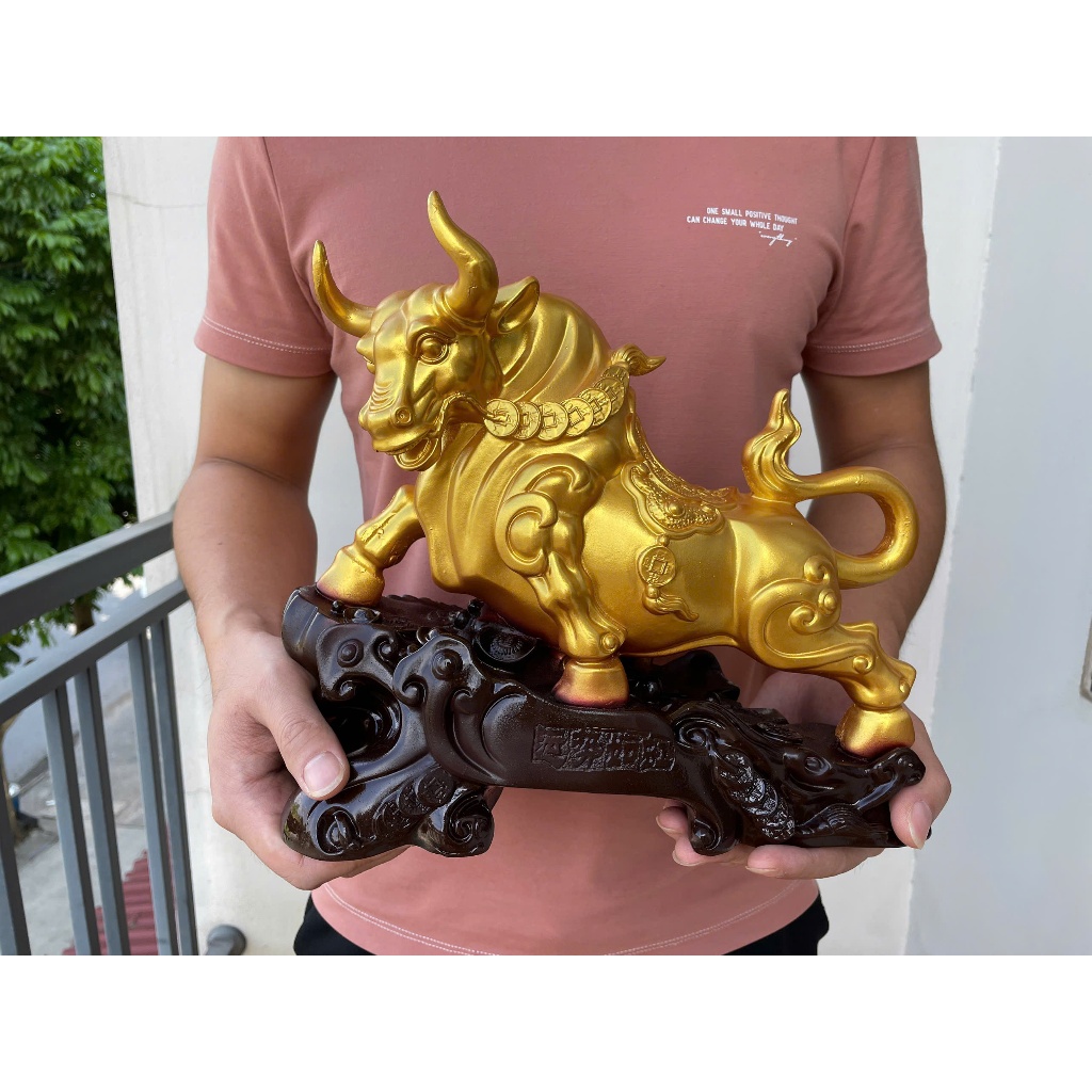 Tượng Trâu Con Giáp Tài Lộc (Vàng) Trang Trí Phong Thủy Cao 26cm ...