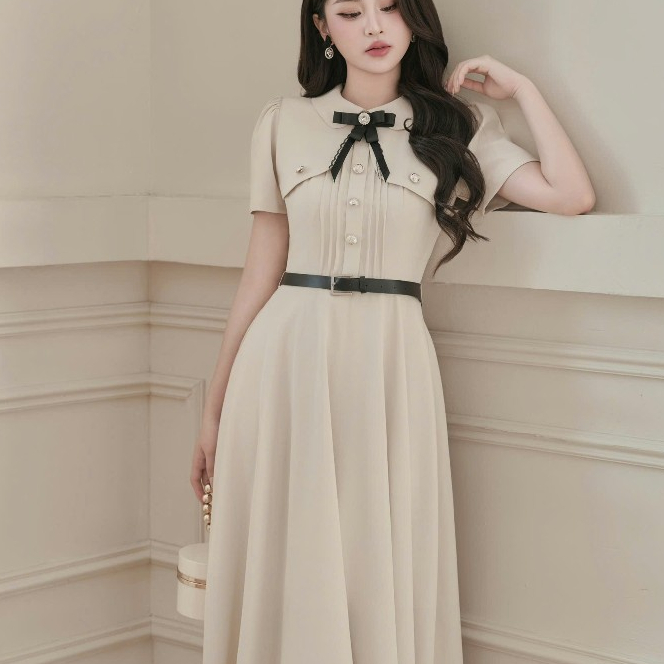 Đầm Thiết Kế Dáng Dài KALOE Chiết Ly Choàng Cổ Tặng Kèm Đai Lưng Thanh Lịch AC02 | BigBuy360 - bigbuy360.vn