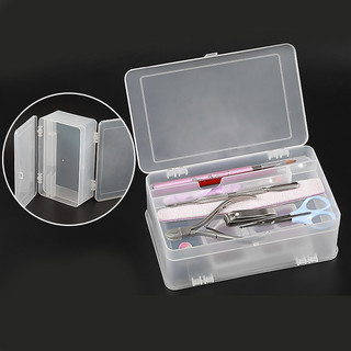 Hộp đựng dụng cụ nail 2 ngăn tiện lợi - hộp nhựa 2 lớp màu trong suốt