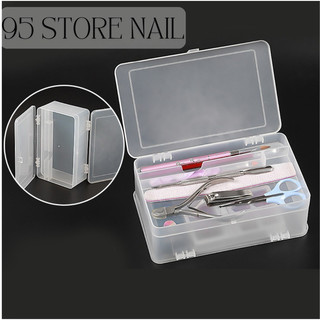 Hộp đựng dụng cụ nail 2 ngăn tiện lợi - hộp nhựa 2 lớp màu trong suốt
