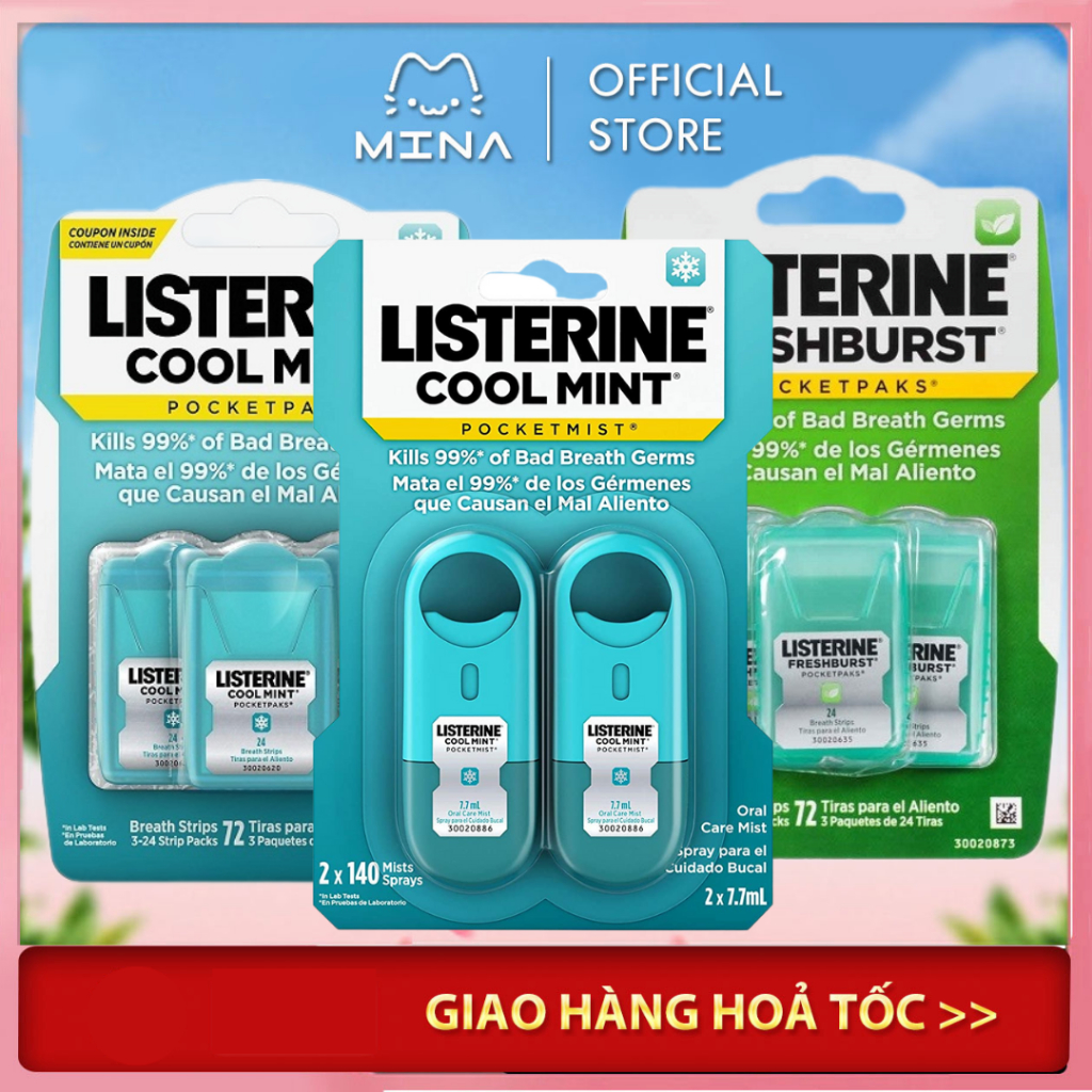 Ngậm/Xịt thơm miệng Listerine có ( Tách lẻ ) hàng Mỹ