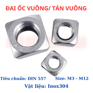 [Túi 10-30 Con] Đai Ốc Vuông Inox 304 Size M3 - M12. Tán Vuông Ecu Vuông Chống Gỉ Chuyên Dụng Cho Nhôm Định Hình, Cơ Khí