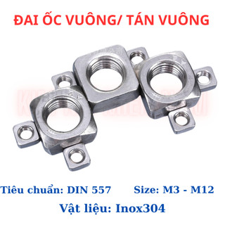 [Túi 10-30 Con] Đai Ốc Vuông Inox 304 Size M3 - M12. Tán Vuông Ecu Vuông Chống Gỉ Chuyên Dụng Cho Nhôm Định Hình, Cơ Khí