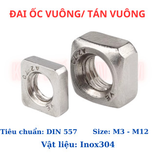 [Túi 10-30 Con] Đai Ốc Vuông Inox 304 Size M3 - M12. Tán Vuông Ecu Vuông Chống Gỉ Chuyên Dụng Cho Nhôm Định Hình, Cơ Khí