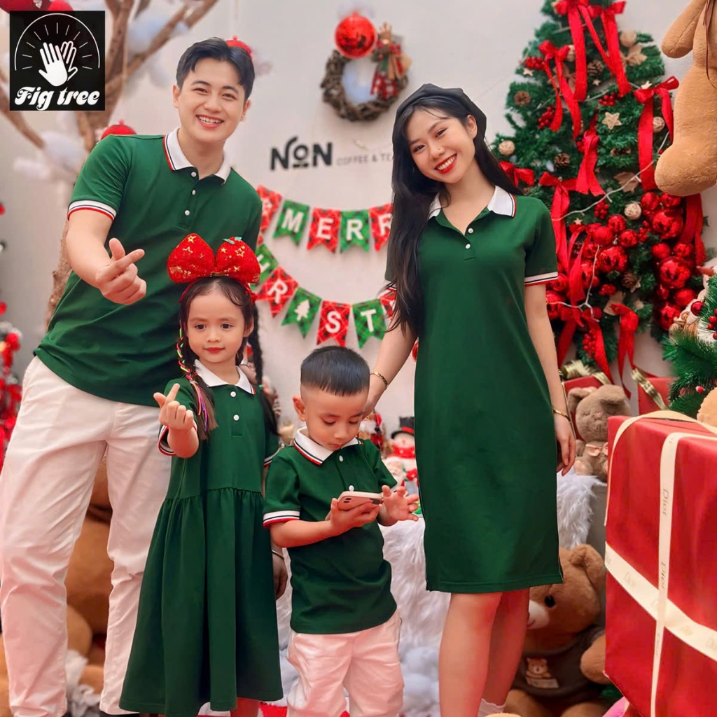[Chính hãng] Combo Đồng Phục Gia Đình Fig Tree Thun Polo Xanh Rêu Siêu Xinh - Hàng Thiết Kế Fullsize