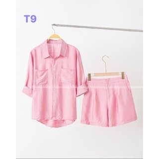 Set đũi tơ quần đùi áo sơ mi 2 túi đuôi tôm 40-75kg sang chảnh