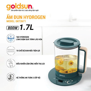 Ấm đun nước tạo Hydrogen Goldsun GKT2671 dung tích 1,7L - 10 chế độ nấu thông minh, dễ điều chỉnh